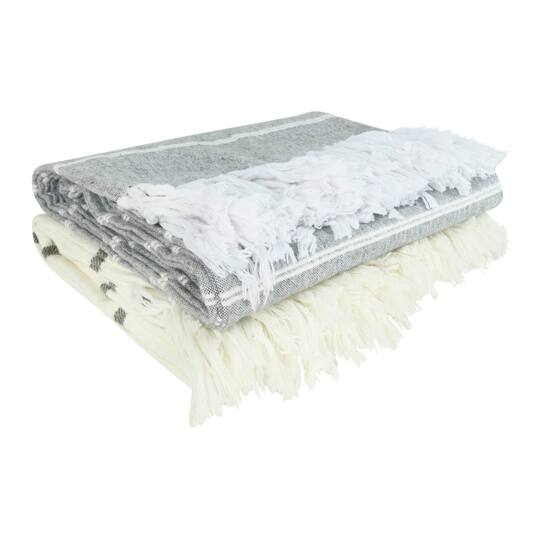 Hello Honey® Striped Brushed Cotton Throw Blanket Set